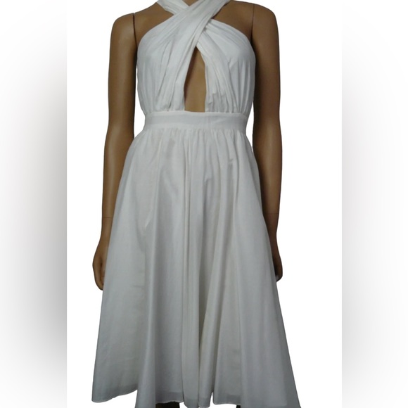 Catherine Malandrino Bleach White Annabeth Crisscross Silk Dress size 4 - Picture 3 of 15